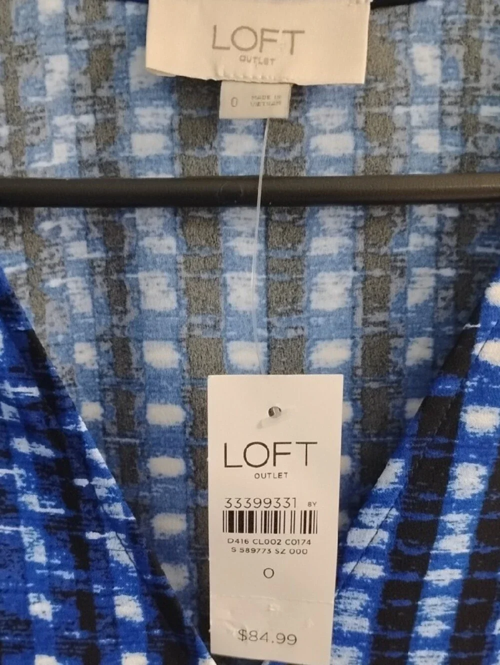 NWT LOFT Navy & White Printed Tie-Waist Midi Dress Size 0 - Picture 2 of 5